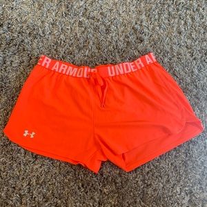 UNDER ARMOUR. Neon workout shorts.